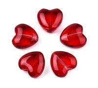 Ipotkitt 50pcs Spray Painted Red Heart Themed Glass Beads Transparent Love Beads Cute Flat Beads for DIY Bracelet Keychain Necklace Jewellery Making