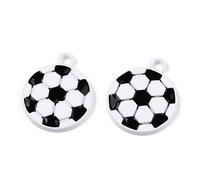Ipotkitt 5pcs Baking Painted Football Charms Sport Ball Soccer Flat Round Charms for DIY Jewellery Making Bracelet Necklace Earrings Keychains Art Crafts
