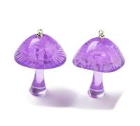 Ipotkitt 5pcs Dark Violet Luminous Epoxy Resin Mushroom Charms Vegetable Forest Charms Glow in the Dark for Jewellery Making DIY Crafts Bracelet Necklace Earrings