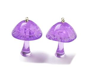 Ipotkitt 5pcs Dark Violet Luminous Epoxy Resin Mushroom Charms Vegetable Forest Charms Glow in the Dark for Jewellery Making DIY Crafts Bracelet Necklace Earrings