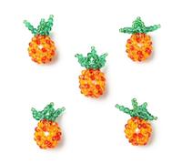 Ipotkitt 5pcs Handmade Wired Glass Beaded Pineapple Charms Tropical Fruit Crystal Charms for DIY Jewellery Bracelet Necklace Earrings Keychains Art Crafts
