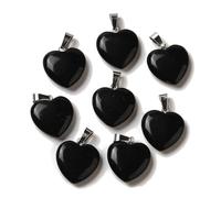 Ipotkitt 5pcs Natural Obsidian Heart Charms Love Shape Gemstone Charms for for DIY Jewellery Making Crafts Bracelet Necklace Earrings Keychains Bag Phone Supplies