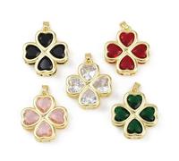Ipotkitt 5pcs Random Brass Clover Charms Faceted Glass Shamrock Lucky Leaves St. Patrick's Day Charms for DIY Jewelry Making Bracelet Necklace Earrings Crafts