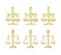 Ipotkitt 6 pcs 2 Styles Brass Micro Pave Cubic Zirconia Scale Charms Accented Scales of Justice Libra Charms for DIY Jewelry Necklace Bracelets Earrings Keychains Crafts