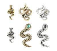 Ipotkitt 6 pcs 6 Styles Zinc Alloy Snake Lapel Pin Backs Animal Cobra Brooch for Backpack Clothes DIY Jewelry Making Crafts Hats Shirts Bags