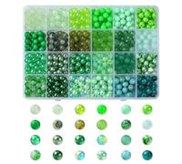 Ipotkitt 600pcs Green Mixed Style Round Beads 24 Style 8mm Handcrafted Loose Beads Spacers for Jewellery Necklace Bracelet Making