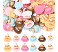 Ipotkitt 60pcs 6 Colours Resin Coffee Pendants Coffee Cup Drink Theme Cute Charms for Bracelets Necklace Earrings Keychains Jewellery Making DIY Crafts