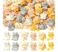 Ipotkitt 60pcs 6 Styles Cat Shape Resin Cabochons Cute Animal Kitten Pet Flatback Slime Charms for Crafts DIY Jewellery Phone Case Hair Clip Scrapbooking Decor