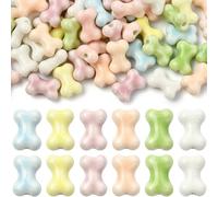 Ipotkitt 70pcs 7 Colors Handmade Bright Glazed Porcelain Bone Shape Beads Dog Bone Shape Bar Loose Beads for Jewelry DIY Crafts Bracelet Necklace Earrings Making