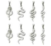 Ipotkitt 8 pcs 4 Styles 304 Stainless Steel Snake Charms Halloween Cobra Animal Charms for Jewelry Making Bracelets Earrings Necklaces Keychains Bag Purse DIY Crafts