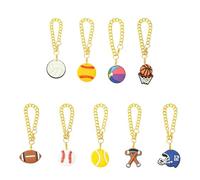Ipotkitt 9 pcs 9 Styles Ball Game PVC Plastic Cup Charms Volleyball Basketball Tennis Shape Hanging Ornaments Metal Curb Chains for DIY Jewelry Crafts Key Cup Bag Bottle Decor