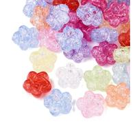 Ipotkitt Approx 430pcs Crackle Acrylic Flower Beads for Bracelets