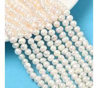 Ipotkitt Approx 63~65pcs/Strand Natural Cultured Freshwater Pearl Beads Antique White Potato Shape Baroque Pearl Craft Beads for DIY Necklace Bracelet Jewellery Making