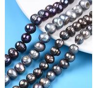 Ipotkitt Approx 86pcs Natural Pearl Beads Cultured Freshwater Punch Pearl Round Loose Beads 8-10mm Dyed Black for Jewellery Making Bracelet Necklace DIY Crafts