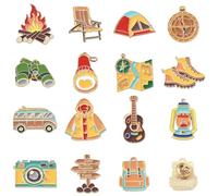 Ipotkitt Assorted Pins Planet Music Animal Knitting Letter Camping Cross Brooches for Clothes Backpacks Hats Crafts, Metal, no gemstone