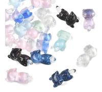 Ipotkitt Luminous Clear Cat Resin Cabochons Kitten Animal Slime Charms for Nail Art Scrapbooking Decor, 20pcs, 14x19x40mm