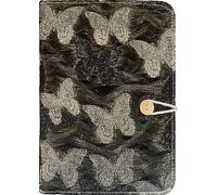ipoul A5 Binder, 6 Ring Binder, Refillable Journal, Butterfly Notebook, Embroidered, 6"x8" Unlined Paper, Sketchbook, Butterfly Gifts, Budget Planner, Black