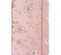 ipoul A5 Notebook, Ruled Paper, Lined Page, Hardcover, Layflat, Linen Cover, Flower Fabric, Journal for Women, Elastic Band Closure, Cute Notebooks for School, Office, Personal Writing, Pink