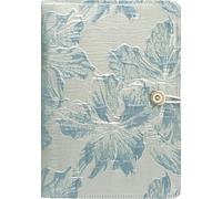 ipoul Blue Notebook, Refillable Journal, A5 Binder 6 Ring, Ruled Notebook, Lined Paper, Embroidery Fabric Cover, 6"x8", Budget Binder, Planner Binder, Travel Diary, Journal for Women, Lily Flower