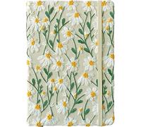 ipoul Daisy Gifts, Embroidered Journal, Floral Notebook, A5, 8"x6", Lined, Wide Ruled Paper, Hardcover, Lay Flat, Pretty Journal for Women, White Daisy Flowers, with Elastic Band