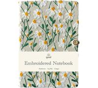 ipoul Daisy Gifts, Hardcover Notebook, Ruled Page, Embroidered Linen, Floral Notebook, A5, 8"x6", Lined, Lay Flat, Pretty Journal for Women, Personal Journal, White Daisy Flowers