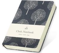 ipoul Linen Notebook, Hardcover Cloth Journal, B6, 264 Pages, 5x7 Small Lined Notebook & Sketchbook, Lay Flat, White Tree Navy Blue Fabric, Dirt-proof, Suitable for Outdoor Sketching