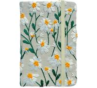 ipoul Pocket Journal, Small Notebook, A6 Sketchbook, 4x6, Unlined, Flower Embroidered Notebook, Blank, Hardcover, Lay Flat, Elastic Band, Beautiful Journal, Daisy Gifts for Women, White Daisy