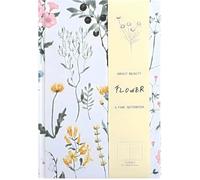 ipoul Pretty Journal for Women, Floret Hardcover Notebook, A5, 6x8, Medium Ruled Notebook, Lay-flat, Linen Cover, Notebooks for School, Writing Journal, White