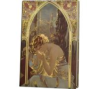 ipoul Pretty Notebook, Cute Journal, Journal for Women, Hard Cover Journal Notebooks, 5x7 Small Beautiful Journal, Fancy Notebook, Alphonse Mucha Night's Rest, Gilded Aesthetic Notebook.
