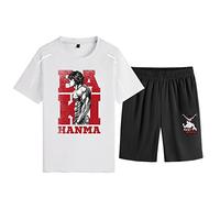 IPOVOQ Baki The Grappler T-Shirt and Shorts Suit Anime Hanma Baki Son of Ogre Cosplay Costume Quicky Dry Summer Tracksuit Gym Outfit Sportswear for Men