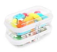 ipow 2 PCS Clear Hard Shell Zipper Cases, Waterproof Toy Organiser Cases | Double Zippered Toiletry Bags 20x12x5cm, Plastic Box for Building Blocks, Puzzles, Makeup, Travel Essentials