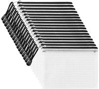 Ipow A5 Plastic Zip Wallets Folders 30 pcs Mesh Zipper Pouch Document Bag Extra Thick A5 Zipper File Bags for School & Office Supplies