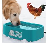 IPOW Pet Heated Water Bowl - 5.5L Extra-Large Rectangular Outdoor Durable Outdoor Dog Bowl with Anti-Chew Cord, Keep Water Warm at 77-95℉ for Cats & Dogs, BPA-Free, Spill-Proof, Blue
