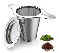 IPOW Reusable Stainless Steel Coffee Filter, Paperless Extra Fine Mesh Brew Baket, for Single Cup Coffee or Tea Maker, with Cup Coaster Lid, Home Office Travel Camping