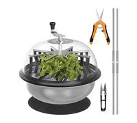 iPower 19 inch Bud Leaf Bowl Trimmer, Twisted Spin Cut for Flowers and Plants with Sharp Stainless Steel Blades, Clear Visibility Dome, 6.5" Gardening Pruner Included