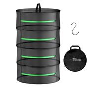 iPower 2ft 4Layer Hanging Herb Mesh Dry Rack Foldable Drying Net with Zippers Heavy Duty Ring for Hydroponic Plant Free Storag