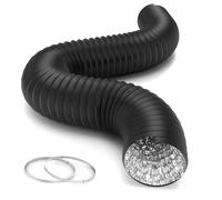 iPower 6 inch 8 feet Flexible Air Aluminum 4 Layer Protection Ducting Dryer Vent Hose for HVAC Ventilation with 2 Clamps,Exhaust Blower for Heating Cooling Booster, Black
