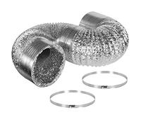 iPower 6 Inch 8 Feet Non-Insulated Flex Air Aluminum Ducting Dryer Vent Hose for HVAC Ventilation, 2 Clamps included