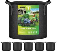 iPower Aeration Container with Strap Handles for Garden and Planting, Fabric, 7 Gallon, 5-Pack Black