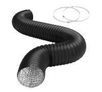 iPower Flexible 12 Inch 8 Feet Aluminum Ducting 4 Layer Protection Dryer Vent Hose for HVAC Heating Cooling Ventilation and Exhaust, 2 Clamps Included, PVC 12 in 8ft, Black