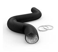 iPower Flexible 4 Inch 8 Feet Aluminum Ducting 4 Layer Protection Dryer Vent Hose for HVAC Heating Cooling Ventilation and Exhaust, 2 Clamps Included, PVC 4 in 8ft, Black