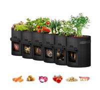 iPower Potato Grow Bags with Flap 10 Gallon 6 Pack, Garden Planting Pot with Durable Handle and Harvest Window, Thickened Nonwoven Fabric Container for Potato, Tomato, Carrot, Vegetable and Fruits