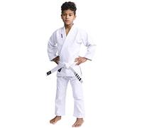 Ippon Gear BJJ GI Brazilian Jiu Jitsu kids/beginner suit incl. white belt [Size M3 I Pearl-Weave material I 350gr/m² fabric density I Tear-resistant material with sealed seams] white