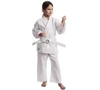 IPPONGEAR Club 2 Karate Gi Set Beginner's Karate Suit Children's Suit Including White Belt (Size 130, Lace-up Waistband, 220 g/m² (8 oz) Fabric Density), White