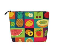 IPPONGET Art Style Fruit Print vanity bag Single-layer Makeup Bag with Zippered Pouches for Women Cute and Portable
