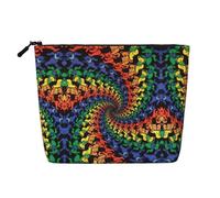 IPPONGET Bear Dancing Tie Dye Print vanity bag Single-layer Makeup Bag with Zippered Pouches for Women Cute and Portable, Black, One Size, Black, One Size
