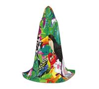IPPONGET Birds and tropical plants leaves print hood cape carnival themed party decorations vampire role play gothic cosplay