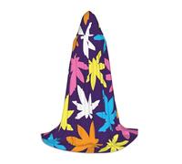 IPPONGET Bright Colorful Weed Pattern Printed Hooded Cape Carnival Themed Party Decorations Vampire Role Play Gothic Cosplay
