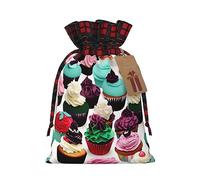 IPPONGET Delicious Cupcakes Print Christmas Wrapping Bags Festive Gift Bags For Coworkers Weddings Parties More