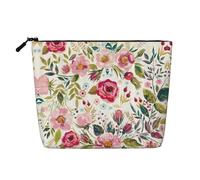 IPPONGET flower leaf Print vanity bag Single-layer Makeup Bag with Zippered Pouches for Women Cute and Portable